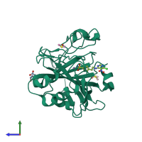 PDB entry 3m2n coloured by chain, side view.