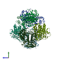 PDB entry 3m2p coloured by chain, side view.
