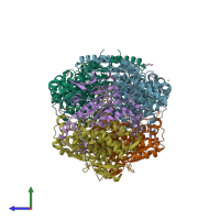 PDB entry 3m2u coloured by chain, side view.