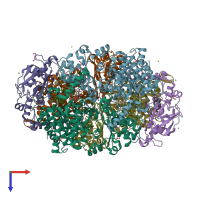 PDB entry 3m2u coloured by chain, top view.
