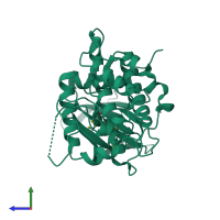 PDB entry 3m2w coloured by chain, side view.