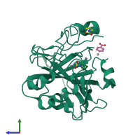 PDB entry 3m2y coloured by chain, side view.