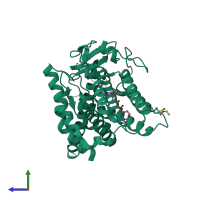 PDB entry 3m31 coloured by chain, side view.