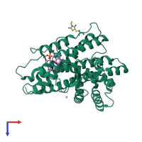 PDB entry 3m31 coloured by chain, top view.