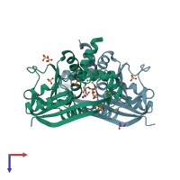 PDB entry 3m33 coloured by chain, top view.