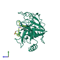 PDB entry 3m35 coloured by chain, side view.