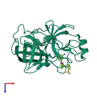 PDB entry 3m35 coloured by chain, top view.