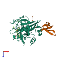 PDB entry 3m37 coloured by chain, top view.