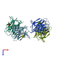 PDB entry 3m3e coloured by chain, top view.