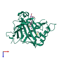 PDB entry 3m3x coloured by chain, top view.