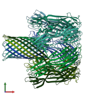 PDB entry 3m4d coloured by chain, front view.