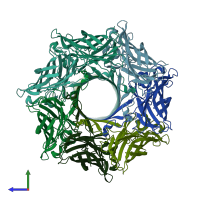 PDB entry 3m4d coloured by chain, side view.