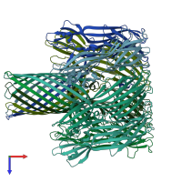 PDB entry 3m4d coloured by chain, top view.