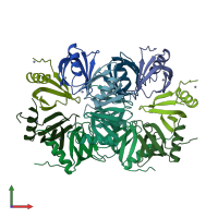 PDB entry 3m4g coloured by chain, front view.