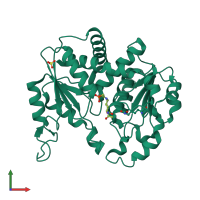 PDB entry 3m4j coloured by chain, front view.