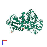 PDB entry 3m4n coloured by chain, top view.