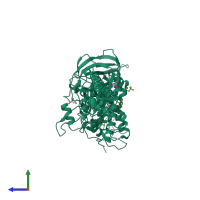 PDB entry 3m4y coloured by chain, side view.