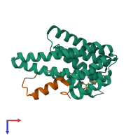 PDB entry 3m51 coloured by chain, top view.