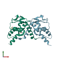 PDB entry 3m52 coloured by chain, front view.
