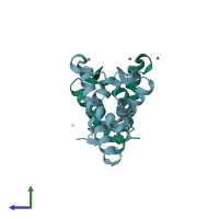 PDB entry 3m52 coloured by chain, side view.