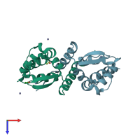 PDB entry 3m52 coloured by chain, top view.