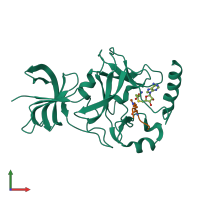 PDB entry 3m56 coloured by chain, front view.