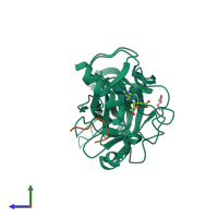 PDB entry 3m57 coloured by chain, side view.