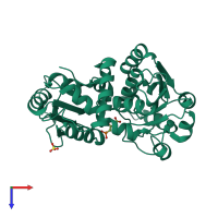 PDB entry 3m5d coloured by chain, top view.