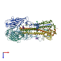 PDB entry 3m5g coloured by chain, top view.