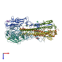 PDB entry 3m5h coloured by chain, top view.