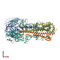 PDB entry 3m5j coloured by chain, front view.