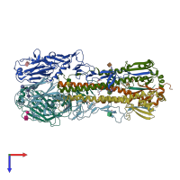 PDB entry 3m5j coloured by chain, top view.