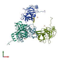 PDB entry 3m5n coloured by chain, front view.