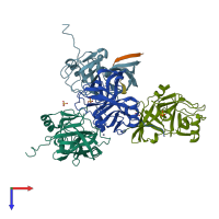 PDB entry 3m5n coloured by chain, top view.