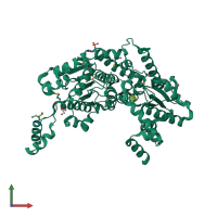 PDB entry 3m5p coloured by chain, front view.