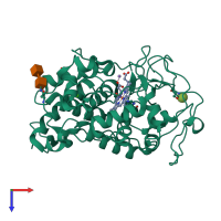 PDB entry 3m5q coloured by chain, top view.