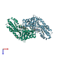 PDB entry 3m5u coloured by chain, top view.
