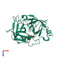 PDB entry 3m61 coloured by chain, top view.