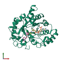 PDB entry 3m64 coloured by chain, front view.