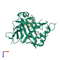 PDB entry 3m67 coloured by chain, top view.