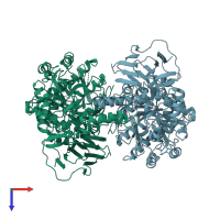 PDB entry 3m6d coloured by chain, top view.