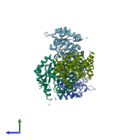 PDB entry 3m6y coloured by chain, side view.