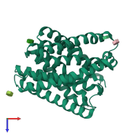 PDB entry 3m71 coloured by chain, top view.