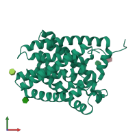 PDB entry 3m73 coloured by chain, front view.