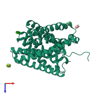 PDB entry 3m73 coloured by chain, top view.