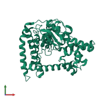 PDB entry 3m7d coloured by chain, front view.