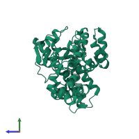 PDB entry 3m7d coloured by chain, side view.