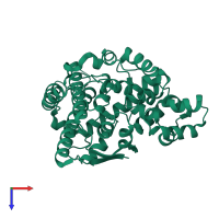 PDB entry 3m7d coloured by chain, top view.