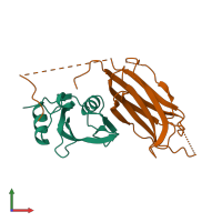PDB entry 3m7f coloured by chain, front view.