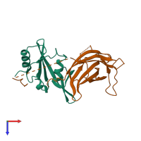 PDB entry 3m7f coloured by chain, top view.